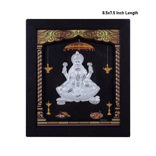 Lakshmi Murti Photo Frame - 8.5 X 7.5 Inches | Picture Frame/ 999 Silver Wall Picture For Pooja & Home Decor - Hindu God Photos & Frames