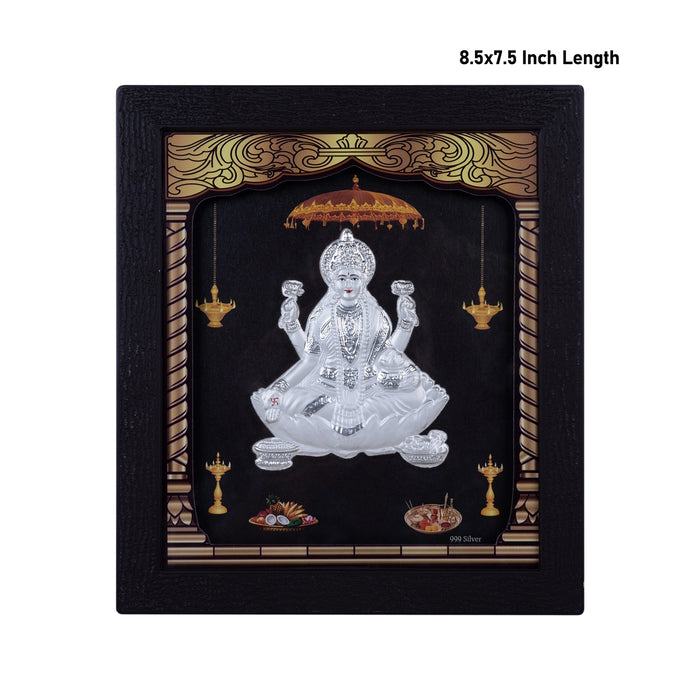Lakshmi Murti Photo Frame - 8.5 X 7.5 Inches | Picture Frame/ 999 Silver Wall Picture For Pooja & Home Decor - Hindu God Photos & Frames