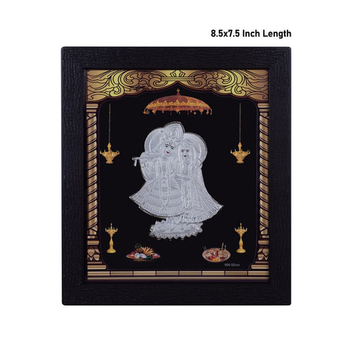 Radha Krishna Murti Photo Frame- 8.5 X 7.5 Inches | Picture Frame/999 Silver Wall Picture For Pooja & Home Decor - Hindu God Photos & Frames
