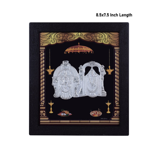 Perumal Thayar Photo Frame - 8.5 X 7.5 Inches | Picture Frame/ 999 Silver Wall Picture For Pooja & Home Decor - Hindu God Photos & Frames