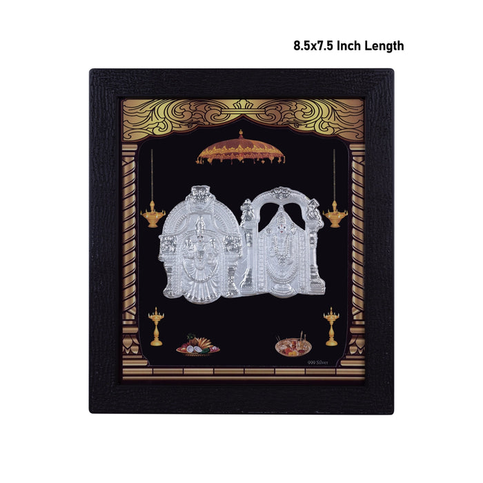 Perumal Thayar Photo Frame - 8.5 X 7.5 Inches | Picture Frame/ 999 Silver Wall Picture For Pooja & Home Decor - Hindu God Photos & Frames