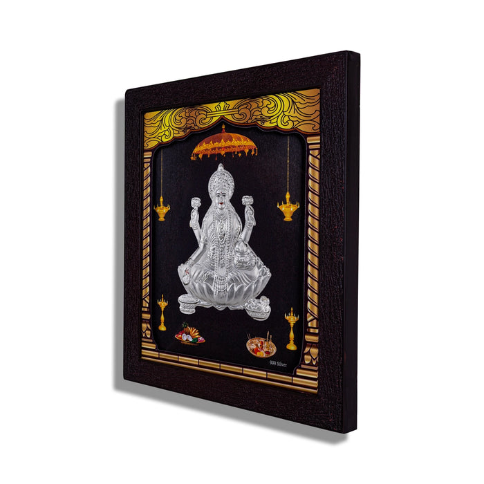 Lakshmi Murti Photo Frame - 8.5 x 7.5 Inches | 999 Silver Foil Led Wall Decor/ Wall Picture Frame For Puja Room - Hindu God Photos & Frames