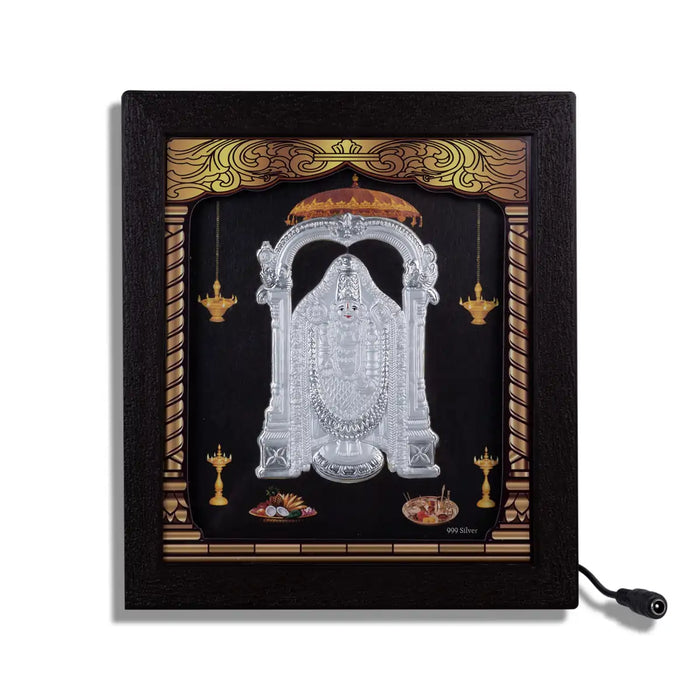Balaji Murti Photo Frame - 8.5 x 7.5 Inches | 999 Silver Foil Led Wall Decor/ Wall Picture Frame For Puja Room - Hindu God Photos & Frames