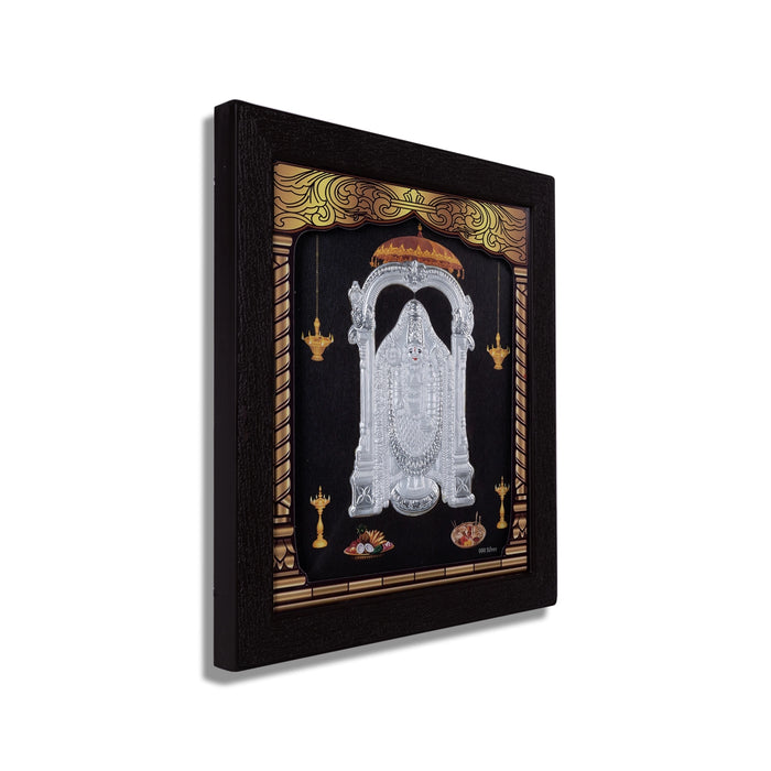 Balaji Murti Photo Frame - 8.5 x 7.5 Inches | 999 Silver Foil Led Wall Decor/ Wall Picture Frame For Puja Room - Hindu God Photos & Frames