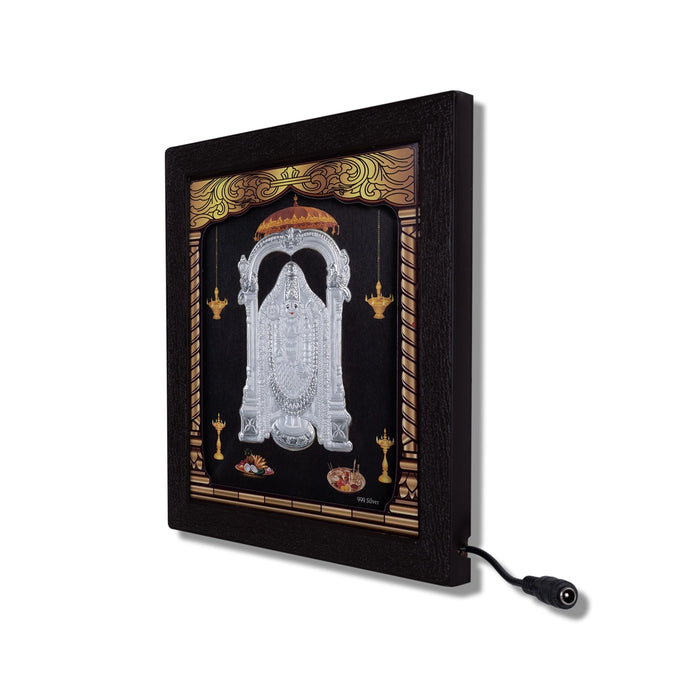 Balaji Murti Photo Frame - 8.5 x 7.5 Inches | 999 Silver Foil Led Wall Decor/ Wall Picture Frame For Puja Room - Hindu God Photos & Frames