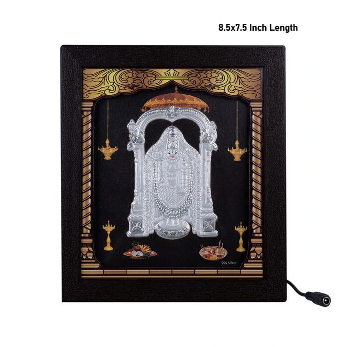 Balaji Murti Photo Frame - 8.5 x 7.5 Inches | 999 Silver Foil Led Wall Decor/ Wall Picture Frame For Puja Room - Hindu God Photos & Frames