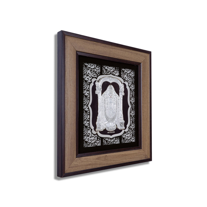 Balaji Murti Photo Frame - 9 x 10 Inches | 999 Silver Foil Wall Picture Frame/ Wall Decor For Puja Room - Hindu God Photos & Frames