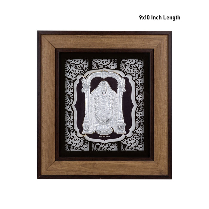 Balaji Murti Photo Frame - 9 x 10 Inches | 999 Silver Foil Wall Picture Frame/ Wall Decor For Puja Room - Hindu God Photos & Frames