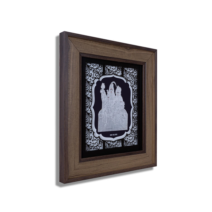 Shiv Family Murti Photo Frame - 9 X 10 Inches | Picture Frame/ 999 Silver Wall Picture For Pooja & Home Decor - Hindu God Photos & Frames