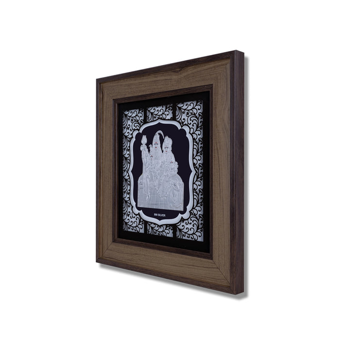 Shiv Family Murti Photo Frame - 9 X 10 Inches | Picture Frame/ 999 Silver Wall Picture For Pooja & Home Decor - Hindu God Photos & Frames