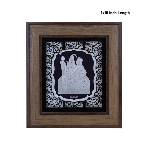 Shiv Family Murti Photo Frame - 9 X 10 Inches | Picture Frame/ 999 Silver Wall Picture For Pooja & Home Decor - Hindu God Photos & Frames