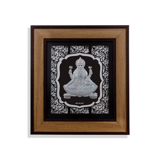 Lakshmi Murti Photo Frame - 9 x 10 Inches | 999 Silver Foil Wall Picture Frame/ Wall Decor For Puja Room - Hindu God Photos & Frames