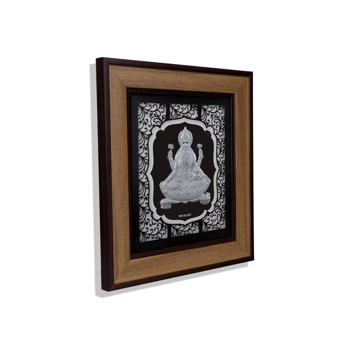 Lakshmi Murti Photo Frame - 9 x 10 Inches | 999 Silver Foil Wall Picture Frame/ Wall Decor For Puja Room - Hindu God Photos & Frames