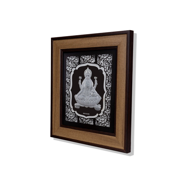 Lakshmi Murti Photo Frame - 9 x 10 Inches | 999 Silver Foil Wall Picture Frame/ Wall Decor For Puja Room - Hindu God Photos & Frames