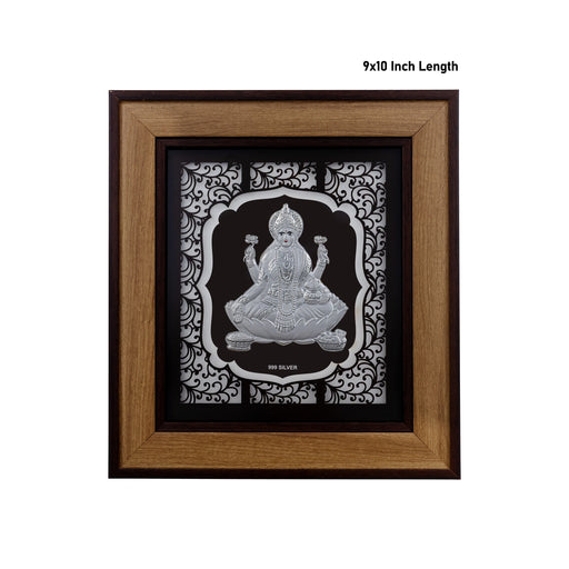 Lakshmi Murti Photo Frame - 9 x 10 Inches | 999 Silver Foil Wall Picture Frame/ Wall Decor For Puja Room - Hindu God Photos & Frames