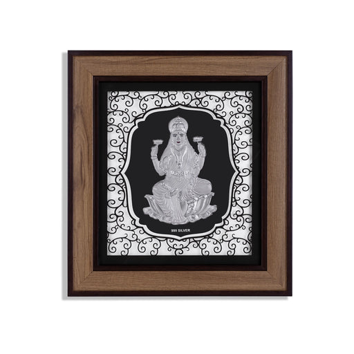 Lakshmi Murti Photo Frame - 12 x 11 Inches | 999 Silver Foil Wall Picture Frame/ Wall Decor For Puja Room - Hindu God Photos & Frames