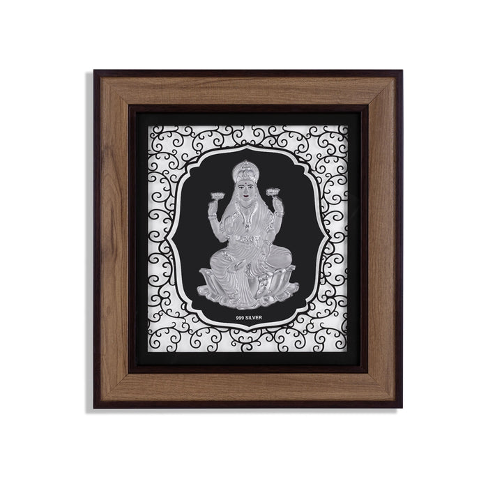 Lakshmi Murti Photo Frame - 12 x 11 Inches | 999 Silver Foil Wall Picture Frame/ Wall Decor For Puja Room - Hindu God Photos & Frames