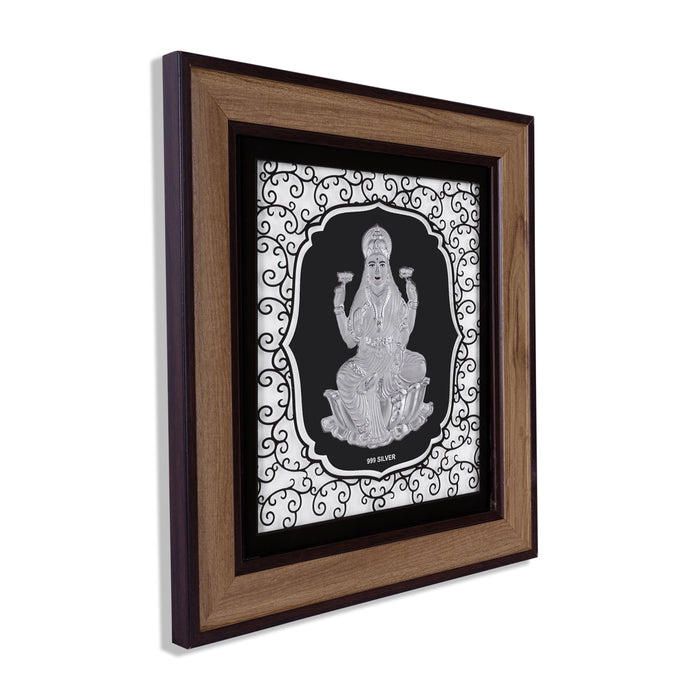 Lakshmi Murti Photo Frame - 12 x 11 Inches | 999 Silver Foil Wall Picture Frame/ Wall Decor For Puja Room - Hindu God Photos & Frames