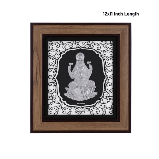 Lakshmi Murti Photo Frame - 12 x 11 Inches | 999 Silver Foil Wall Picture Frame/ Wall Decor For Puja Room - Hindu God Photos & Frames
