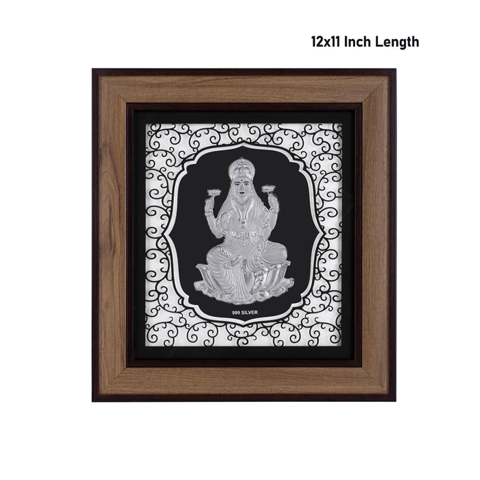 Lakshmi Murti Photo Frame - 12 x 11 Inches | 999 Silver Foil Wall Picture Frame/ Wall Decor For Puja Room - Hindu God Photos & Frames