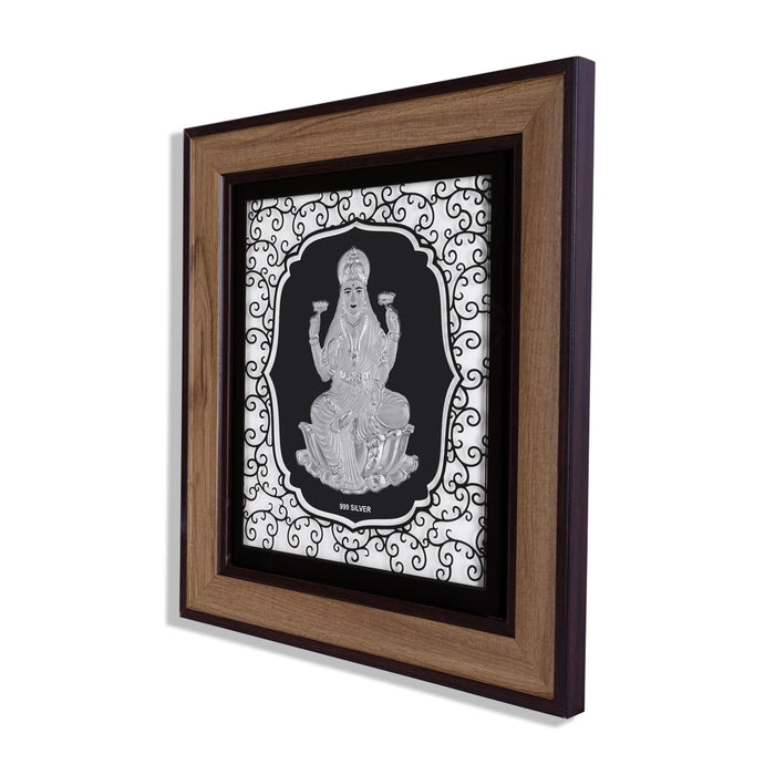 Lakshmi Murti Photo Frame - 12 x 11 Inches | 999 Silver Foil Wall Picture Frame/ Wall Decor For Puja Room - Hindu God Photos & Frames
