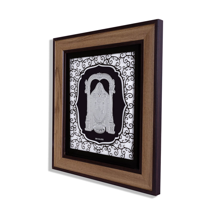 Balaji Murti Photo Frame - 12 x 11 Inches | 999 Silver Foil Wall Picture Frame/ Wall Decor For Puja Room - Hindu God Photos & Frames
