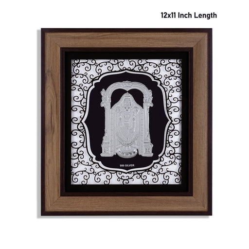 Balaji Murti Photo Frame - 12 x 11 Inches | 999 Silver Foil Wall Picture Frame/ Wall Decor For Puja Room - Hindu God Photos & Frames