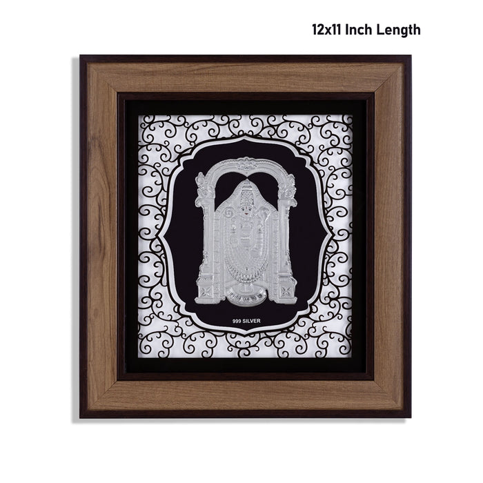 Balaji Murti Photo Frame - 12 x 11 Inches | 999 Silver Foil Wall Picture Frame/ Wall Decor For Puja Room - Hindu God Photos & Frames