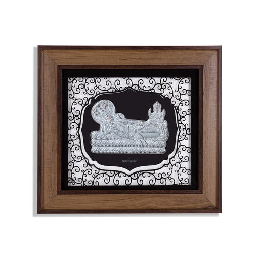 Sri Ranganathar Photo Frame - 12 x 11 Inches | 999 Silver Foil Wall Picture Frame/ Wall Decor For Puja Room - Hindu God Photos & Frames