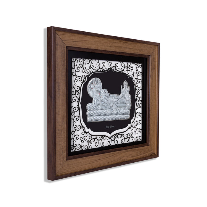 Sri Ranganathar Photo Frame - 12 x 11 Inches | 999 Silver Foil Wall Picture Frame/ Wall Decor For Puja Room - Hindu God Photos & Frames