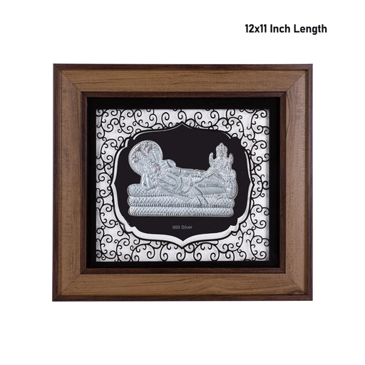 Sri Ranganathar Photo Frame - 12 x 11 Inches | 999 Silver Foil Wall Picture Frame/ Wall Decor For Puja Room - Hindu God Photos & Frames