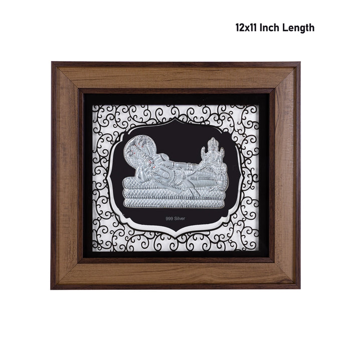 Sri Ranganathar Photo Frame - 12 x 11 Inches | 999 Silver Foil Wall Picture Frame/ Wall Decor For Puja Room - Hindu God Photos & Frames