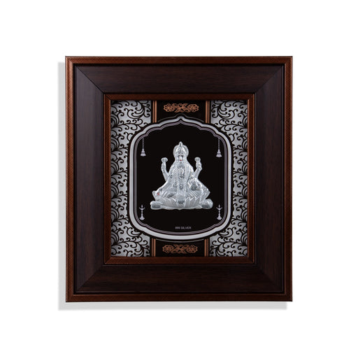 Lakshmi Murti Photo Frame - 8 x 7.5 Inches | 999 Silver Foil Wall Picture Frame/ Wall Decor For Puja Room - Hindu God Photos & Frames