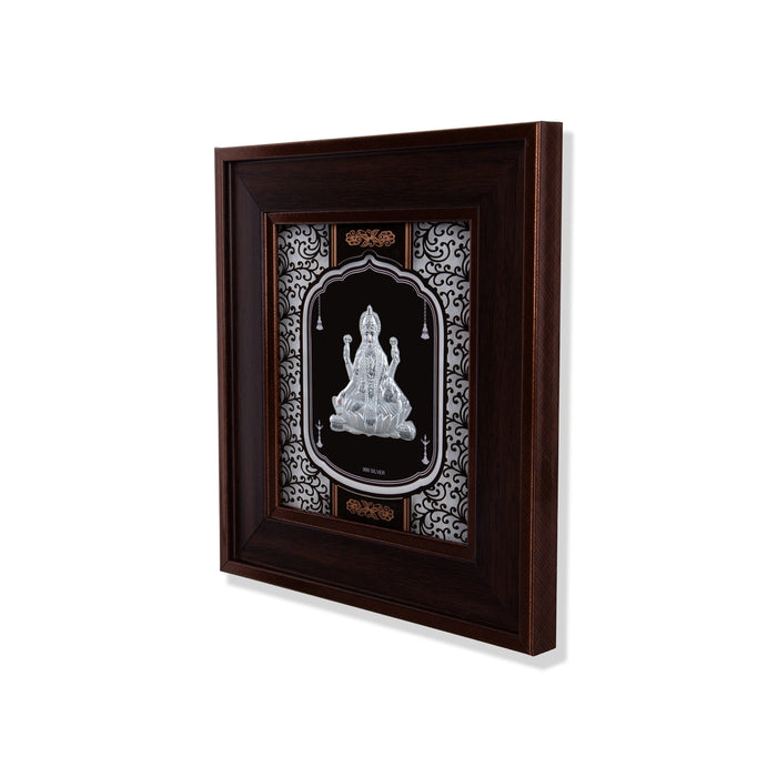 Lakshmi Murti Photo Frame - 8 x 7.5 Inches | 999 Silver Foil Wall Picture Frame/ Wall Decor For Puja Room - Hindu God Photos & Frames