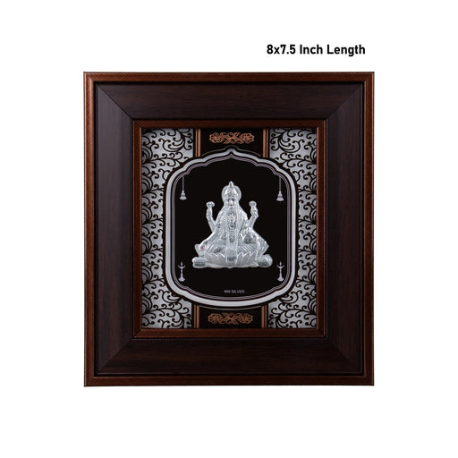Lakshmi Murti Photo Frame - 8 x 7.5 Inches | 999 Silver Foil Wall Picture Frame/ Wall Decor For Puja Room - Hindu God Photos & Frames