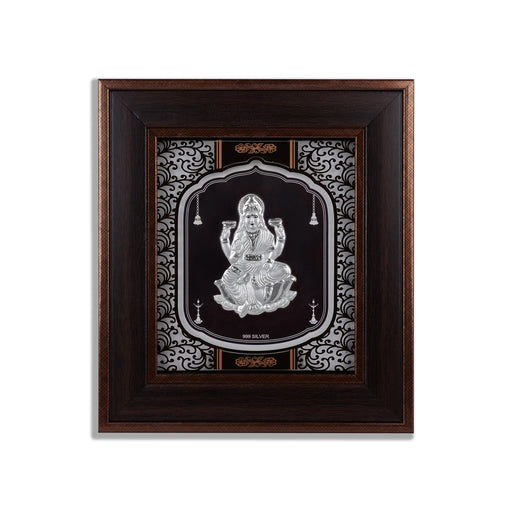 Lakshmi Murti Photo Frame - 8.75 x 7.75 Inches | 999 Silver Foil Wall Picture Frame/ Wall Decor For Puja Room - Hindu God Photos & Frames