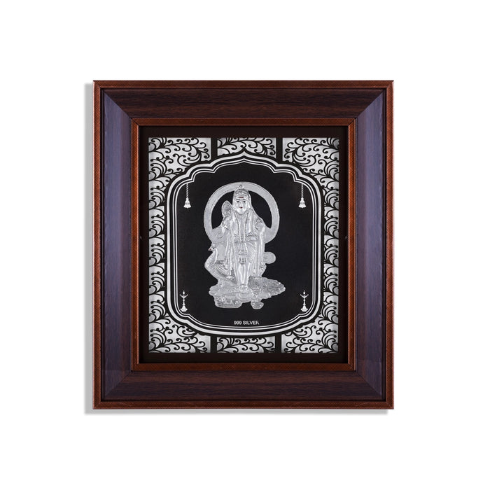Murugan Murti Photo Frame - 11 x 10 Inches | 999 Silver Foil Wall Picture Frame/ Wall Decor For Puja Room - Hindu God Photos & Frames