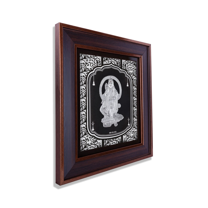 Murugan Murti Photo Frame - 11 x 10 Inches | 999 Silver Foil Wall Picture Frame/ Wall Decor For Puja Room - Hindu God Photos & Frames