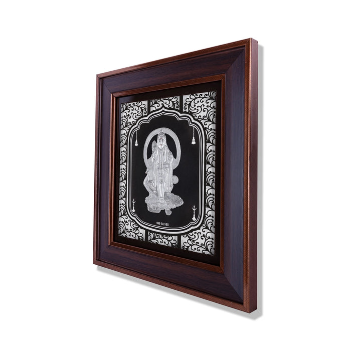 Murugan Murti Photo Frame - 11 x 10 Inches | 999 Silver Foil Wall Picture Frame/ Wall Decor For Puja Room - Hindu God Photos & Frames
