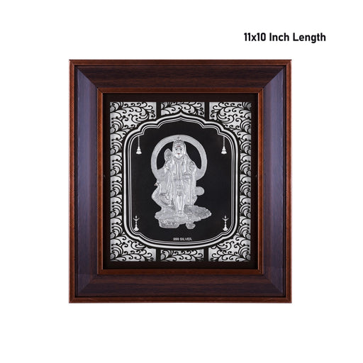 Murugan Murti Photo Frame - 11 x 10 Inches | 999 Silver Foil Wall Picture Frame/ Wall Decor For Puja Room - Hindu God Photos & Frames