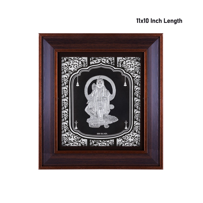 Murugan Murti Photo Frame - 11 x 10 Inches | 999 Silver Foil Wall Picture Frame/ Wall Decor For Puja Room - Hindu God Photos & Frames