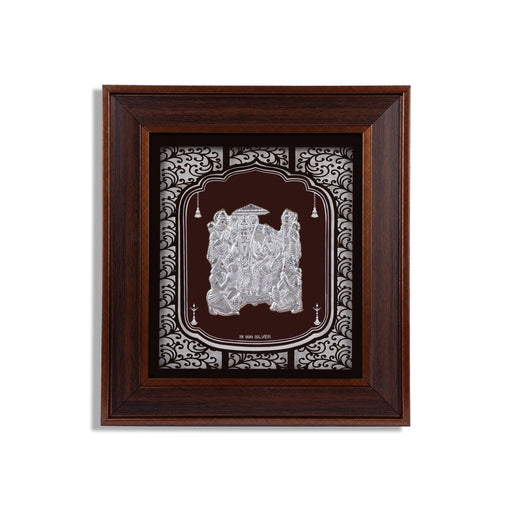 Ram Darbar Murti Photo Frame - 11 x 10 Inches | 999 Silver Foil Wall Picture Frame/ Wall Decor For Puja Room - Hindu God Photos & Frames