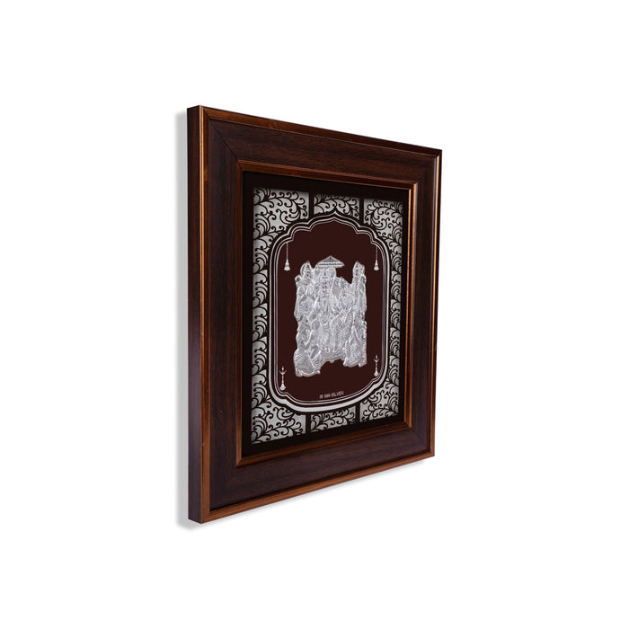 Ram Darbar Murti Photo Frame - 11 x 10 Inches | 999 Silver Foil Wall Picture Frame/ Wall Decor For Puja Room - Hindu God Photos & Frames