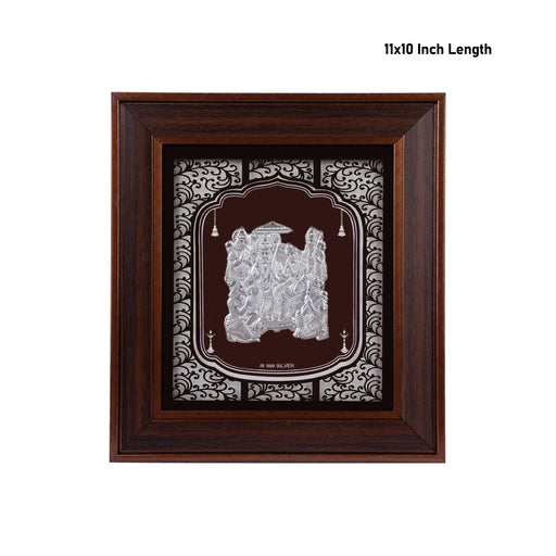 Ram Darbar Murti Photo Frame - 11 x 10 Inches | 999 Silver Foil Wall Picture Frame/ Wall Decor For Puja Room - Hindu God Photos & Frames