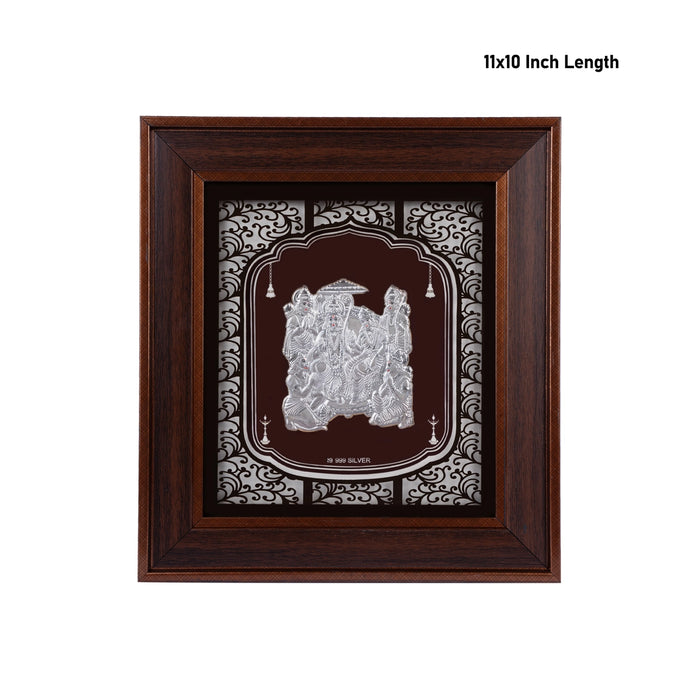 Ram Darbar Murti Photo Frame - 11 x 10 Inches | 999 Silver Foil Wall Picture Frame/ Wall Decor For Puja Room - Hindu God Photos & Frames