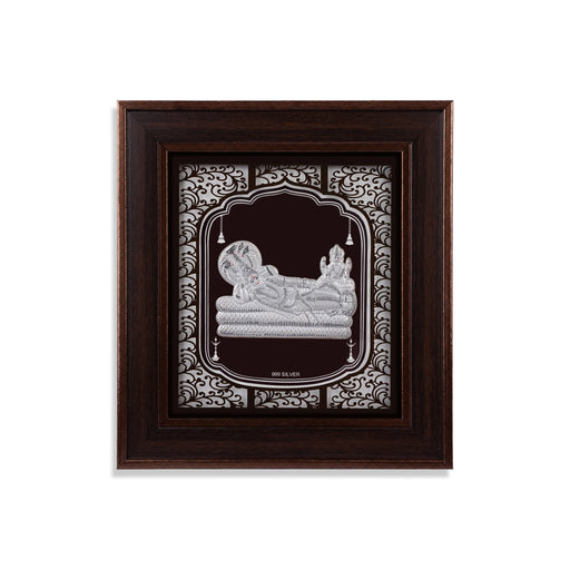 Sri Ranganathar Photo Frame - 11 x 10 Inches | 999 Silver Foil Picture Frame/ Wall Decor For Puja Room - Hindu God Photos & Frames