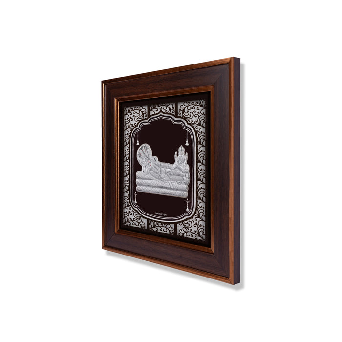 Sri Ranganathar Photo Frame - 11 x 10 Inches | 999 Silver Foil Picture Frame/ Wall Decor For Puja Room - Hindu God Photos & Frames