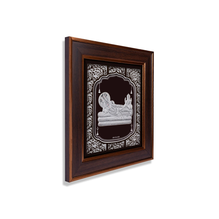 Sri Ranganathar Photo Frame - 11 x 10 Inches | 999 Silver Foil Picture Frame/ Wall Decor For Puja Room - Hindu God Photos & Frames
