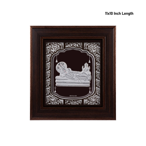 Sri Ranganathar Photo Frame - 11 x 10 Inches | 999 Silver Foil Picture Frame/ Wall Decor For Puja Room - Hindu God Photos & Frames