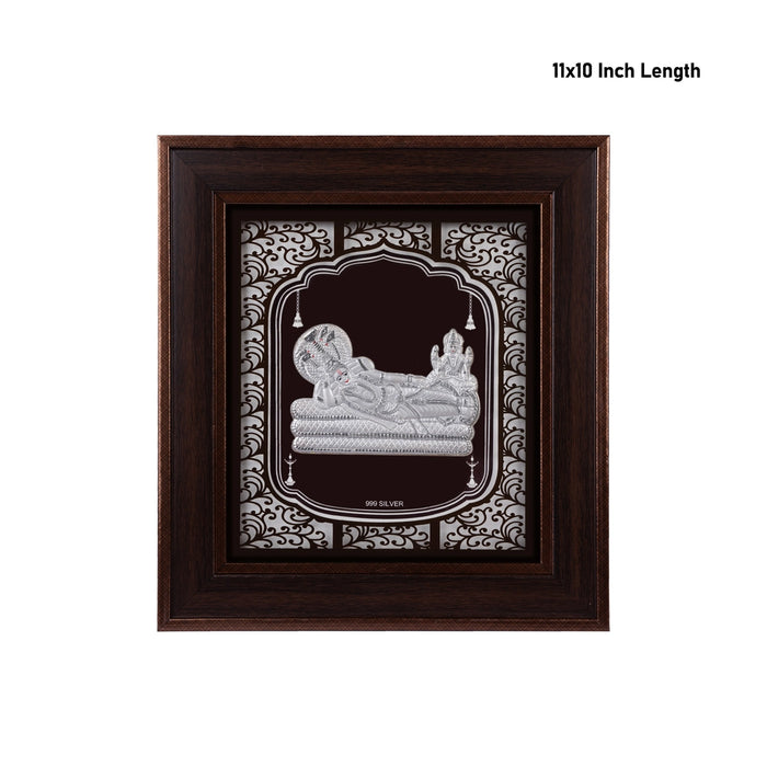 Sri Ranganathar Photo Frame - 11 x 10 Inches | 999 Silver Foil Picture Frame/ Wall Decor For Puja Room - Hindu God Photos & Frames